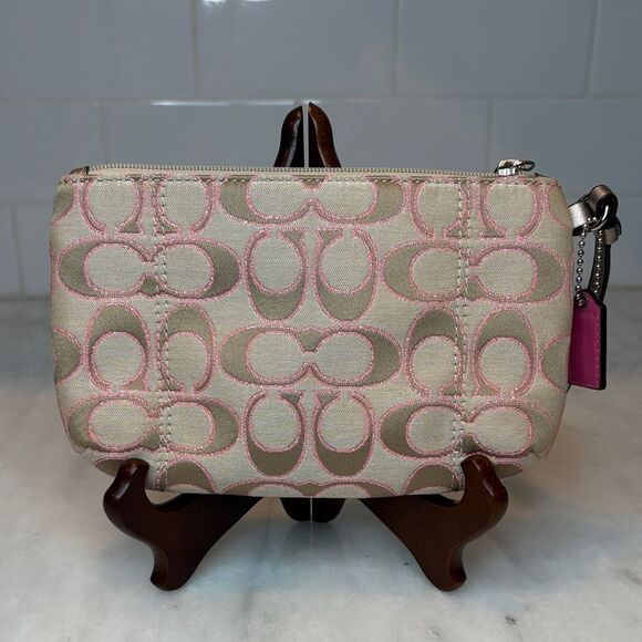 Coach Wristlet Wallet Y2K Jacquard Signature Lurex Logo Oversized Clutch - Picture 5 of 15